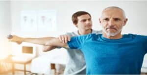 main stretching with fitness instructor