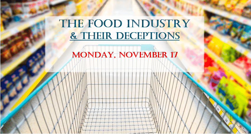 empty shopping cart in full grocery store aisle