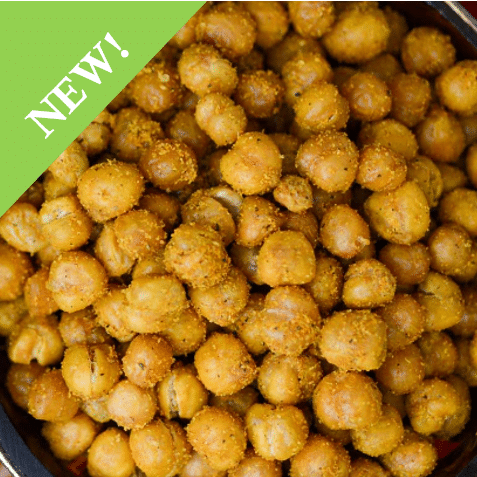 spicy garlic roasted chickpeas mounded up