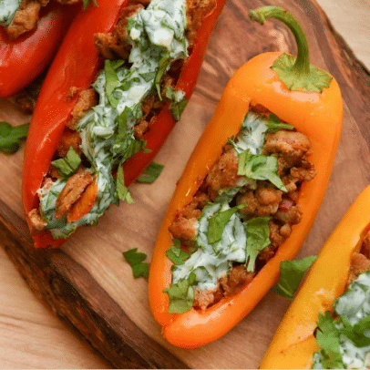 mini peppers stuffed with turkey taco mix